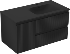 Mexen Rivel vonios spintele 90 cm su kriaukle Vela dešinė, 2S, 1D, rifliuota, juoda matinė - 91A23-09047-3-BBFFF71-W23P71