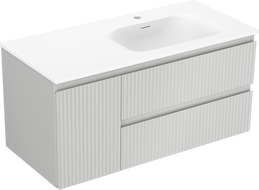 Mexen Rivel vonios spintelė 100 cm su dešine Vela kriaukle, 2S, 1D, rifliuota, pilka/balta matinė