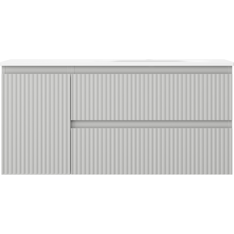 Mexen Rivel vonios spintelė 100 cm su dešine Vela kriaukle, 2S, 1D, rifliuota, pilka/balta matinė