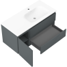 Mexen Rivel vonios spintelė 100 cm su praustuvu Vela dešinėje, 2S, 1D, rifliuota, grafitas/balta matinė