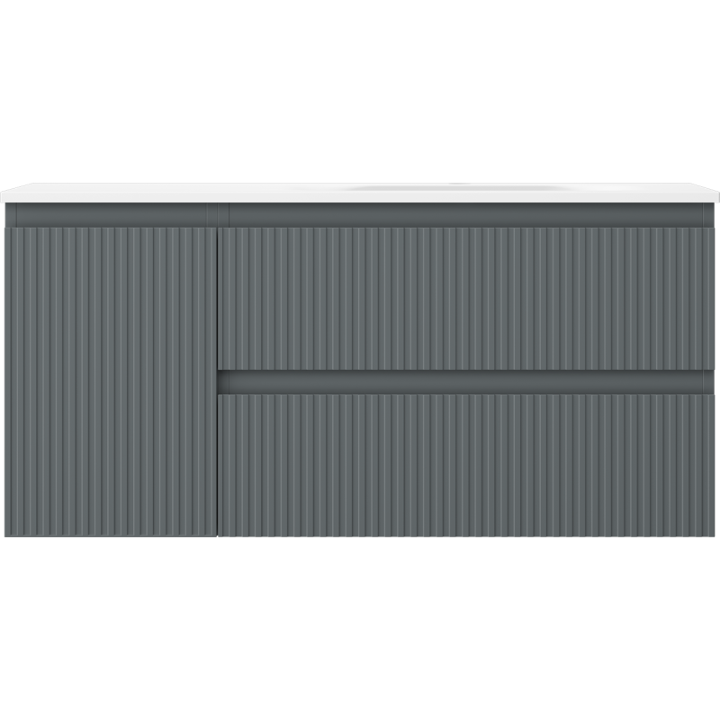 Mexen Rivel vonios spintelė 100 cm su praustuvu Vela dešinėje, 2S, 1D, rifliuota, grafitas/balta matinė