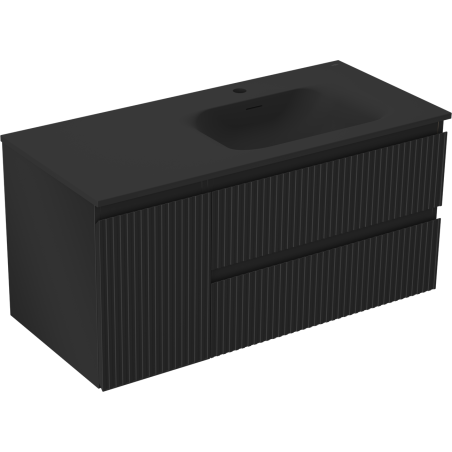 Mexen Rivel vonios spintelė 120 cm su Vela dešine kriaukle, 2S, 1D, grioveliuota, juodas matinis - 91A23-10047-3-BBFFF71-W23P71