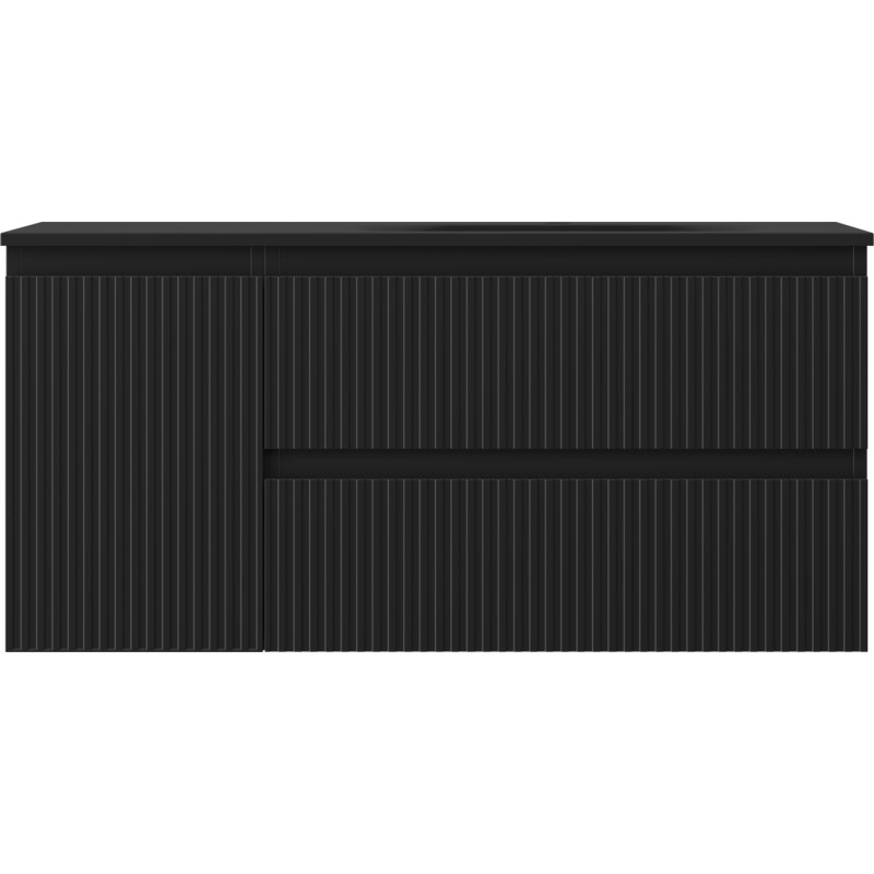 Mexen Rivel vonios spintelė 120 cm su dešine kriaukle Vela, 2S, 1D, rifliuota, juodas matas - 91A23-10047-3-BBFFF71-W23P71