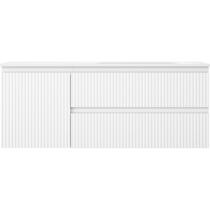 Mexen Rivel vonios spintelė 120 cm su dešiniuoju Vela praustuvu, 2S, 1D, rifliuota, balta matinė - 91A23-12047-3-BBFFF01-W23P01