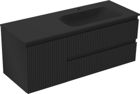 Mexen Rivel vonios spintelė 120 cm su dešine kriaukle Vela, 2S, 1D, grioveliais, mat juoda - 91A23-12047-3-BBFFF71-W23P71