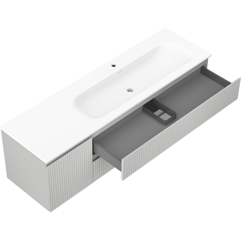 Mexen Rivel voniaus spintelė 160 cm su dešine Vela kriaukle, 2S, 1D, raštuota, pilka/balta matinė