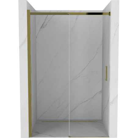 Mexen Omega stumdomosios dušo durys 130 cm, permatomos, auksinės - 825-130-000-50-00