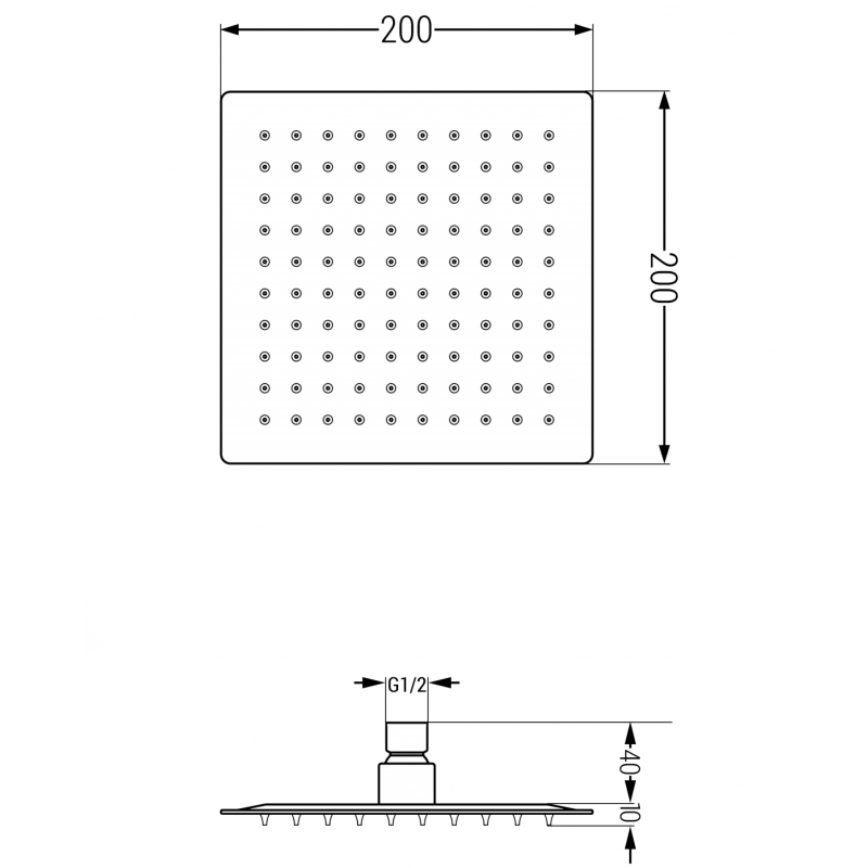 Mexen Slim lietaus dušo galvutė 20 x 20 cm, chromas - 79120-00