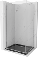 Mexen Pretoria pakreipiama dušo kabina 70 x 90 cm, Skaidrus, chromo + dušo padėklas Flat, Juoda - 852-070-090-01-00-4070