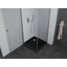 Mexen Pretoria dušas kabina su vyriais 80 x 80 cm, skaidri, chromuota + dušo padėklas Flat, juodas - 852-080-080-01-00-4070