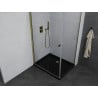Mexen Pretoria reguliuojama dušo kabina 80 x 90 cm, permatoma, auksinė + Flat padėklas, juodas - 852-080-090-50-00-4070G