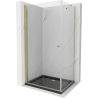 Mexen Pretoria reguliuojama dušo kabina 80 x 90 cm, permatoma, auksinė + Flat padėklas, juodas - 852-080-090-50-00-4070G