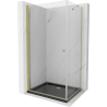 Mexen Pretoria atveriama dušo kabina 100 x 80 cm, skaidri, auksinė + Flat padėklas, juodas - 852-100-080-50-00-4070G