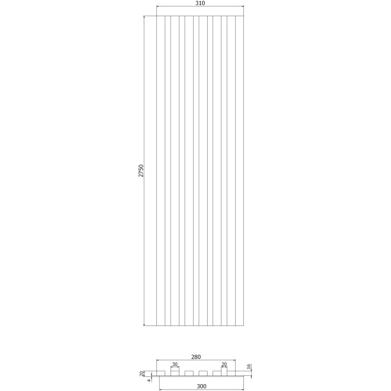 Mexen Lam-B sieniniai skydai 275 x 30 cm, HDF plokštė 4 mm, techninis lukštas, Lino Riešutas - S100-275307-3015-015