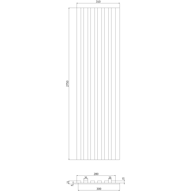 Mexen Lam-F akustinės sienų juostos 275 x 30 cm, 8 mm veltinis, technologinis faneris, Auksinis ąžuolas - S105-275307-3015-003