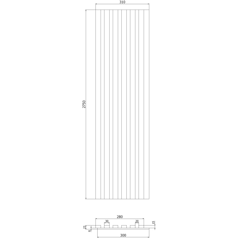 Mexen Lam-F akustinės sieninės lamelės 275 x 30 cm, 8 mm veltinis, techninis faneris, Rubin Mahonas - S105-275307-3015-013