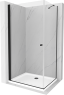 Mexen Pretoria pakreipiama dušo kabina 70 x 80 cm, Skaidrus, Juoda + dušo padėklas Flat - 852-070-080-70-00-4010B