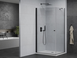 Mexen Pretoria atveriamas dušo kabinas 90 x 80 cm, skaidrus, juodas + plokščias padėklas - 852-090-080-70-00-4010B