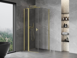Mexen Mist T 90 x 90 cm atveriama dušo kabina, skaidri, su auksine šlifuota apdaila - 8A4T-090-090-55-00
