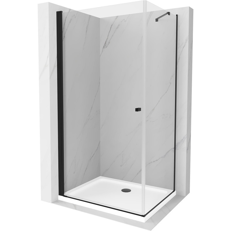 Mexen Pretoria 100 x 90 cm atsidaroma dušo kabina, skaidri, juoda + Flat dušo padėklas - 852-100-090-70-00-4010B