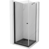 Mexen Pretoria pakreipiama dušo kabina 70 x 70 cm, Skaidrus, Juoda + dušo padėklas Flat, Juoda - 852-070-070-70-00-4070B