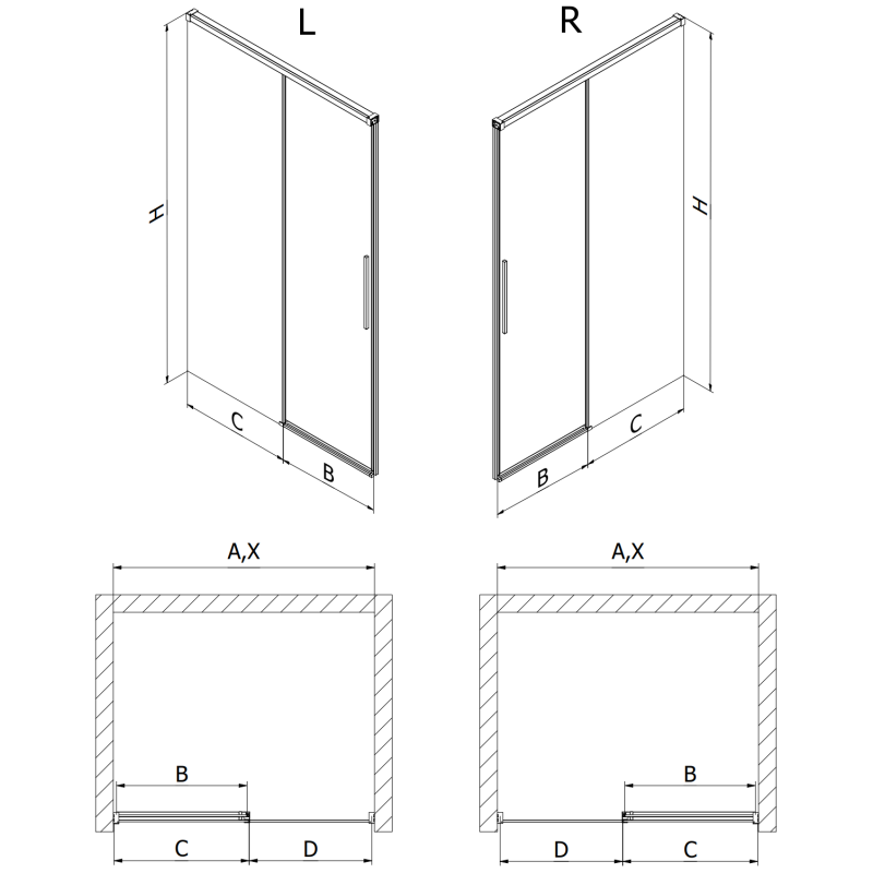 Mexen Rox stumdomos dušo durys 160 cm, skaidrios, metalinis pilkas - 8C2-160-000-95-00