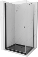 Mexen Pretoria pakreipiama dušo kabina 80 x 70 cm, Skaidrus, Juoda + dušo padėklas Flat, Juoda - 852-080-070-70-00-4070B