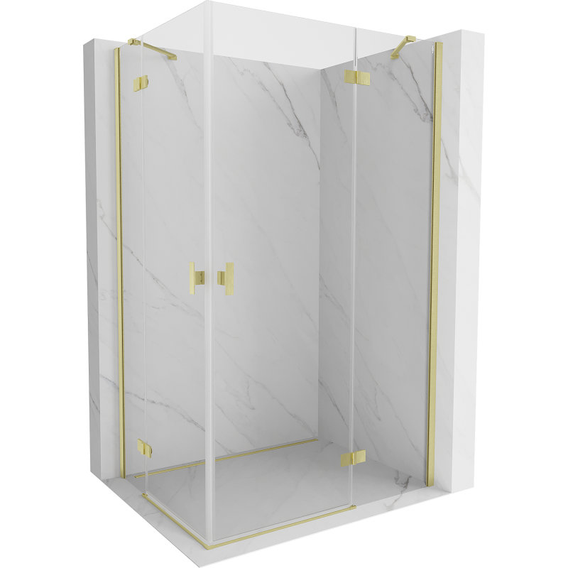 Mexen Mist H Duo dušas kabina atidaroma 85 x 90 cm, skaidri, šlifuotas auksas - 8A5-085L-090P-55-00