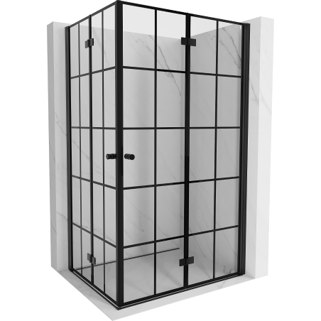 Mexen Mist-F Duo sulankstoma dušo kabina 75 x 95 cm, juodas tinklelis, juoda - 8A6-075L-095P-70-77
