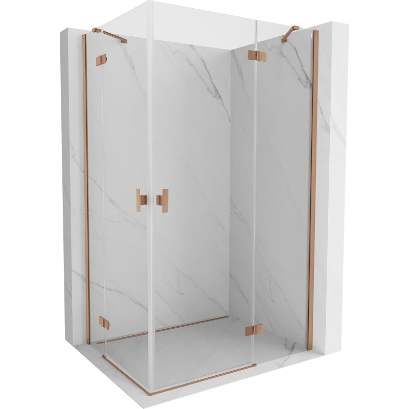 Mexen Mist H Duo atveriama dušo kabina 75 x 95 cm, skaidrus, šepečiu šlifuotas varis - 8A5-075L-095P-65-00