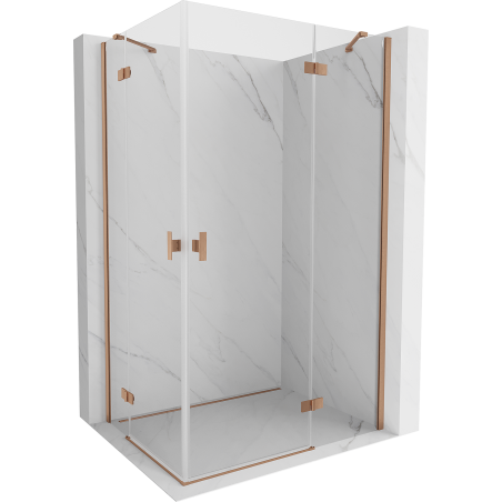 Mexen Mist H Duo atveriama dušo kabina 75 x 95 cm, skaidrus, šepečiu šlifuotas varis - 8A5-075L-095P-65-00