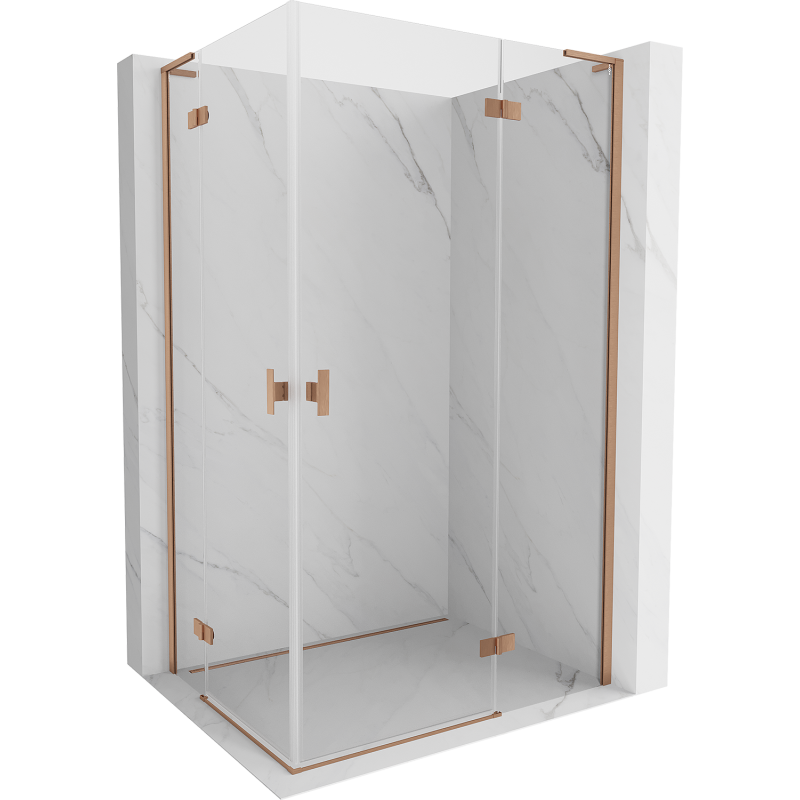 Mexen Mist-H L Duo atidaroma dušo kabina 70 x 80 cm, skaidri, šlifuotas varis - 8A5L-070L-080P-65-00