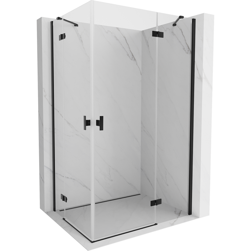 Mexen Mist H Duo stumdomos dušo durys 110 x 115 cm, skaidrus, juodas - 8A5-110L-115P-70-00