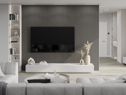 Mexen Lam-F akustinės sieninės lamelės 275 x 30 cm, 8 mm veltinis, techninis faneros, Plieninė Ąžuolas - S105-275307-3015-006