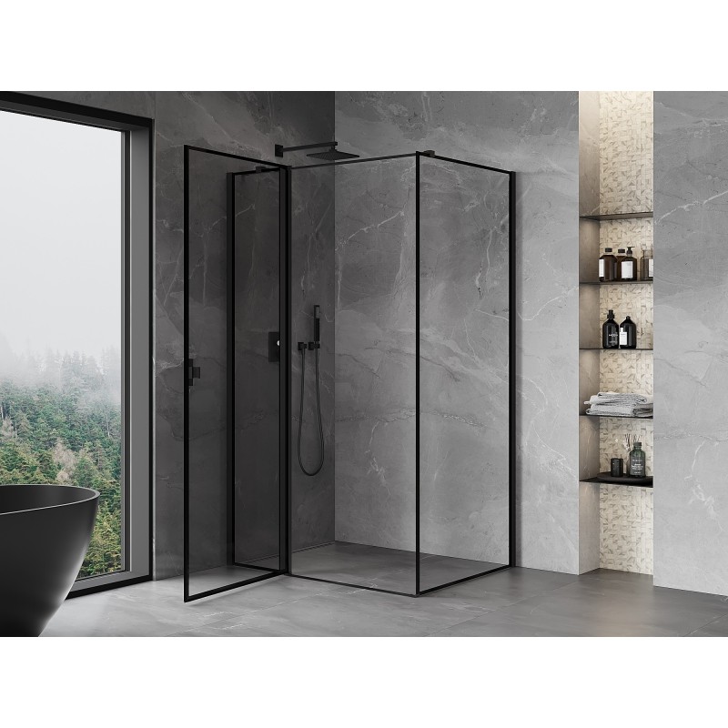 Mexen Mist T kairiamos dušo kabina kairė 105 x 90 cm, juodas rėmas, juodas - 8A4T-105-090-70-70-L
