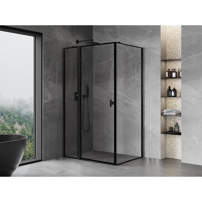 Mexen Mist T kairiamos dušo kabina kairė 105 x 90 cm, juodas rėmas, juodas - 8A4T-105-090-70-70-L
