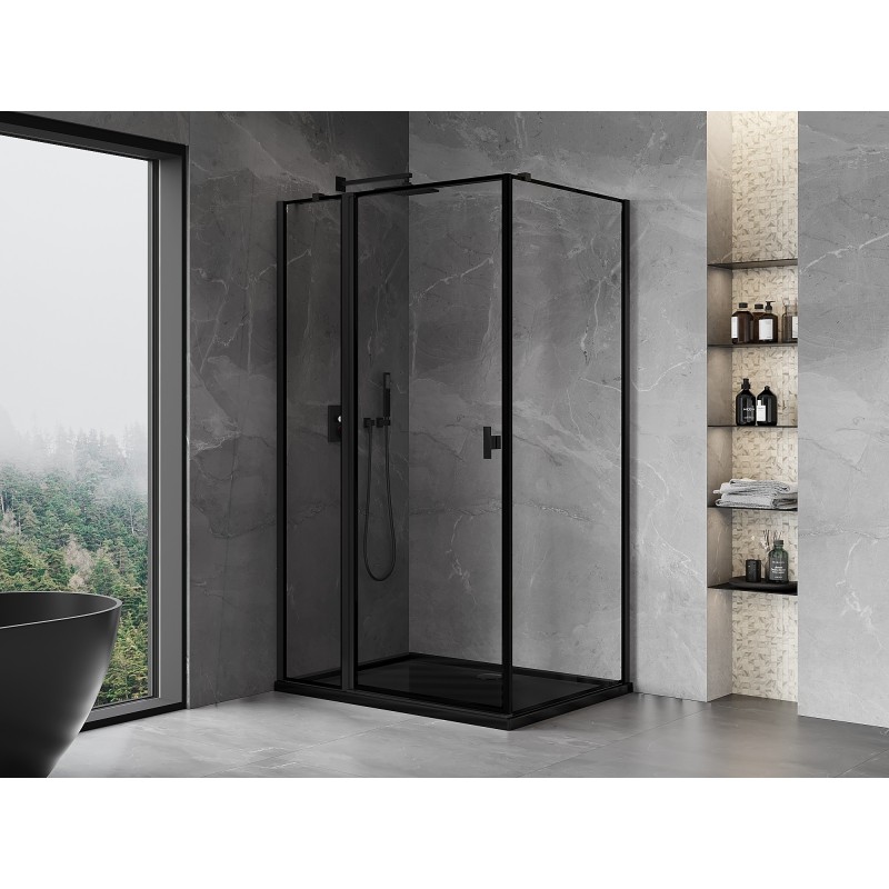 Mexen Mist T kairiamos dušo kabina kairė 105 x 90 cm, juodas rėmas, juodas - 8A4T-105-090-70-70-L