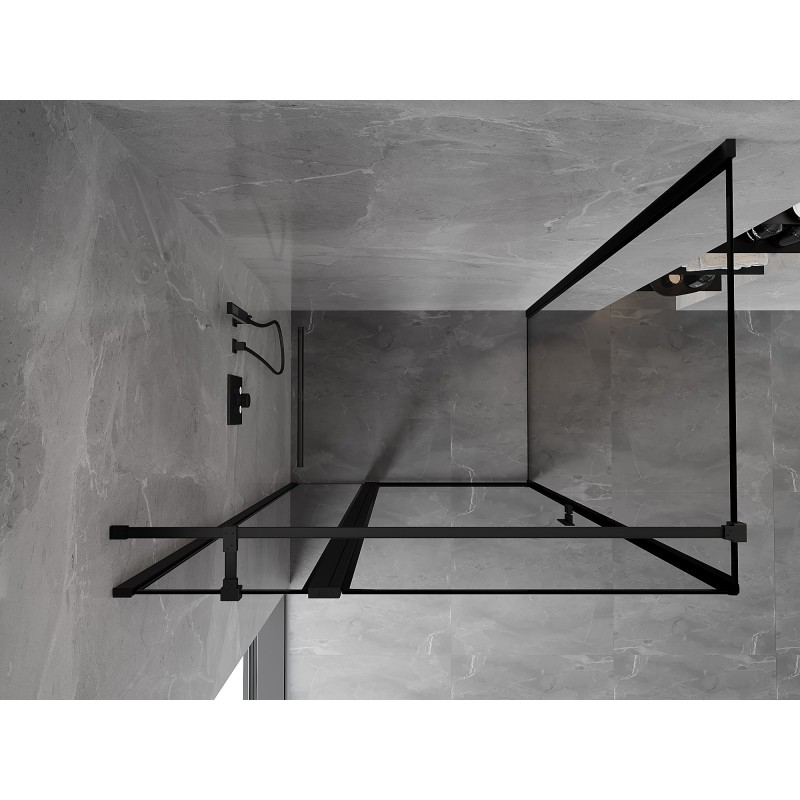 Mexen Mist T kairiamos dušo kabina kairė 105 x 90 cm, juodas rėmas, juodas - 8A4T-105-090-70-70-L