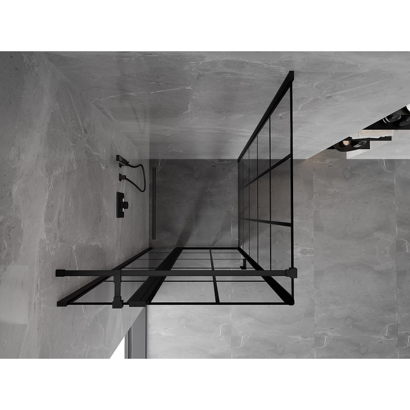 Mexen Mist T kairė atveriama dušo kabina 85 x 85 cm, juodos grotelės, juoda - 8A4T-085-085-70-77-L