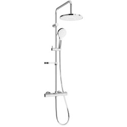 Mexen KX05 išorinis dušo komplektas su lietumi ir termostatiniu maišytuvu, chromuotas/baltas - 771500591-00