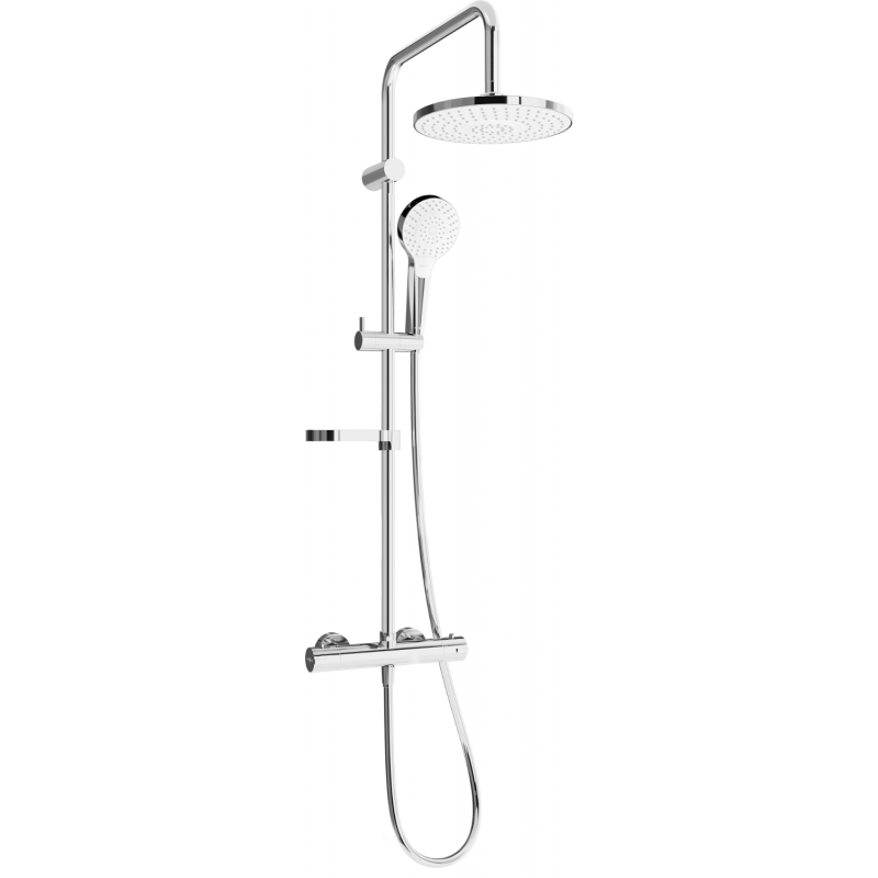 Mexen KX05 paviršinis dušo komplektas su lietaus dušu ir termostatiniais maišytuvais, chromas/baltas - 771500591-00