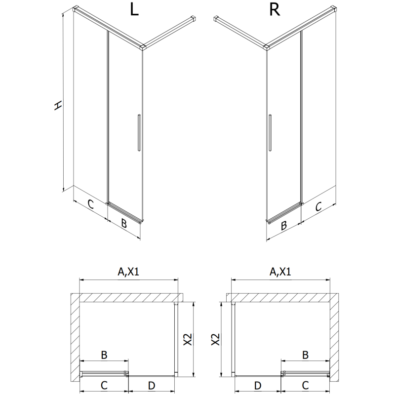 Mexen Rox dušo siena Walk-in 90 x 200 cm, skaidri 8 mm, auksinė - 8C2-090-003-50-00