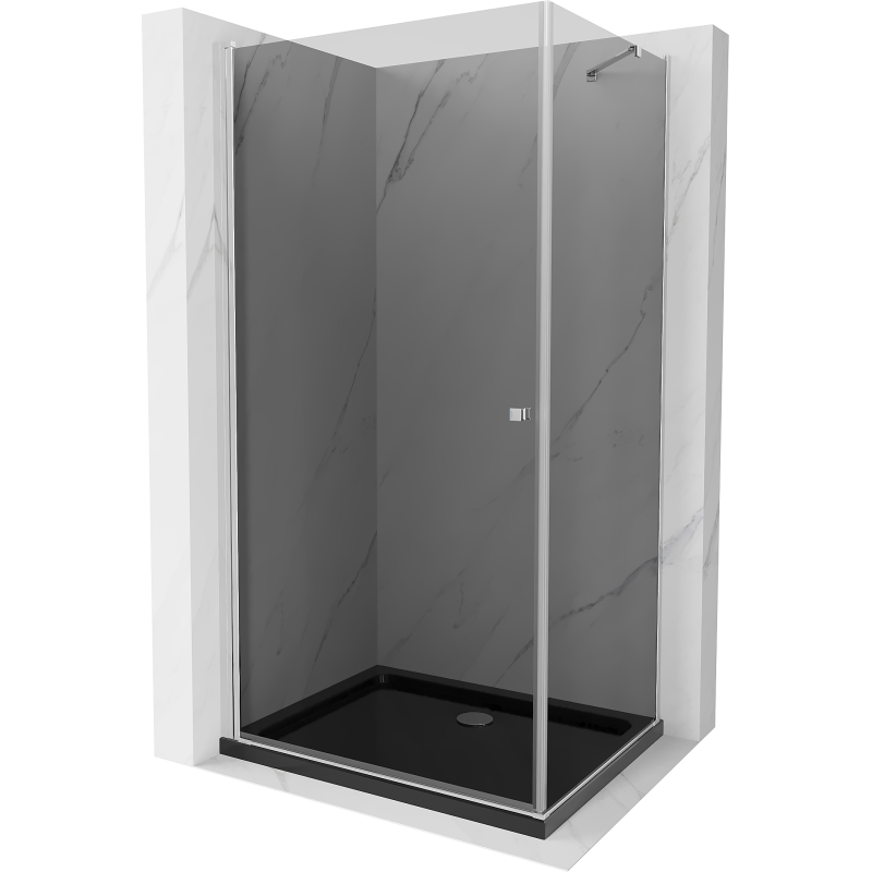 Mexen Pretoria 90 x 70 cm atveriama dušo kabina, grafitas, chromas + plokščias juodas padėklas - 852-090-070-01-40-4070