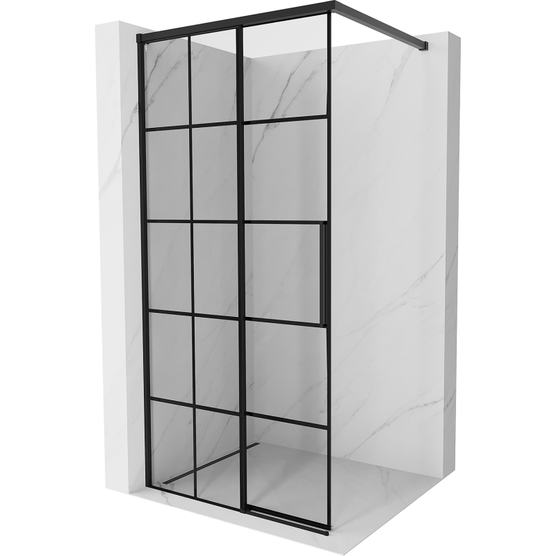 Mexen Rox Dušo siena Walk-in kairinė 95 x 200 cm, juodas tinklelis 8 mm, juoda - 8C2-095-003-70-77-L