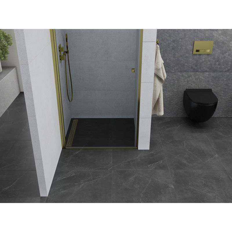 Mexen Pretoria dušo durys 100 cm, permatomos, auksinės - 852-100-000-50-00