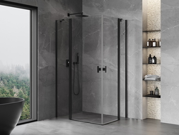 Mexen Mist Duo atveriama dušo kabina 100 x 95 cm, skaidri, juoda - 8A4-100-095-70-00