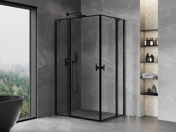 Mexen Mist Duo dušo kabina su varstomomis durimis 120 x 90 cm, juodas rėmelis, juoda - 8A4-120L-090P-70-70