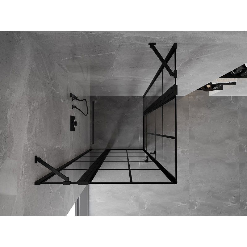 Mexen Mist Duo dušo kabina atveriama 90 x 90 cm, juodas tinklelis, juoda - 8A4-090L-090P-70-77