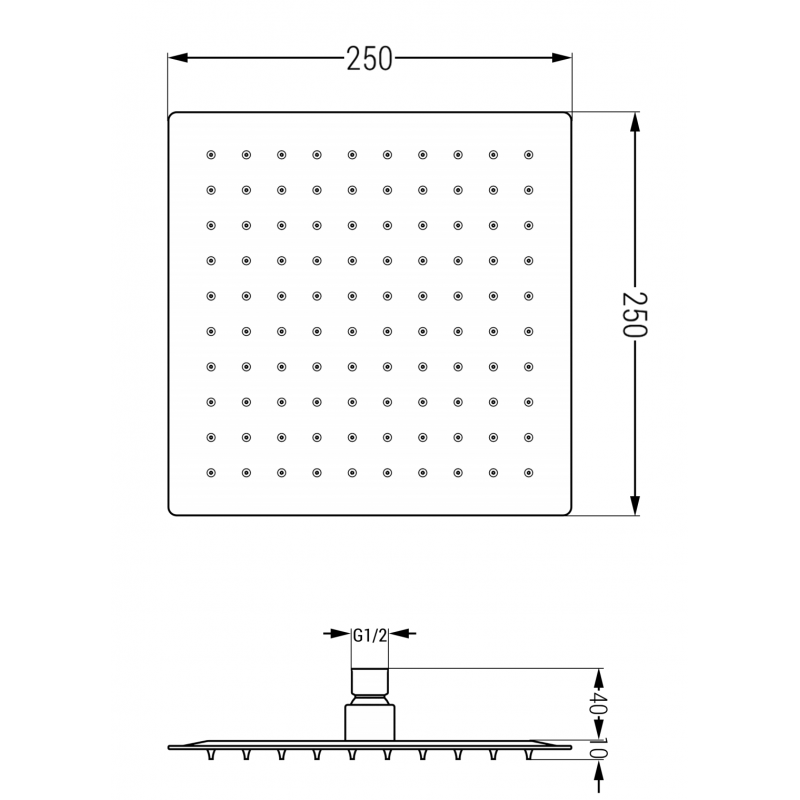 Mexen Slim lietaus dušo galvutė 25 x 25 cm, rožinis auksas - 79125-60