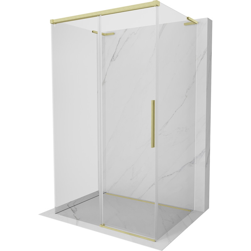 Mexen Rox-3S L trijų sienelių stumdomas dušo kabina 155 x 90 cm, skaidrus, auksinis šlifuotas - 8C2L-155-090-55-00-3S